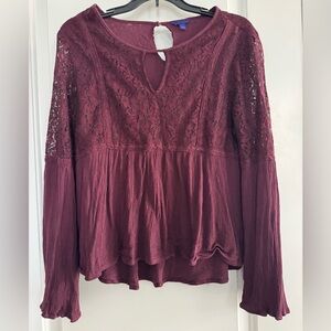 Aeropostale Burgundy Lace Women's Blouse
